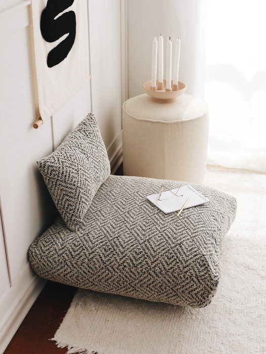 Atelier Del Sofa Zikzak Grey Cojín 70x27x70 cm en Tela TEDDY Color Gris